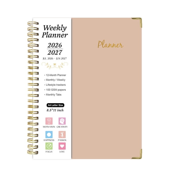 2026-2027 Weekly Monthly Planner, A4 Spiral Bound Agenda Book, Daily Task Organizer Notebook, Calendar Planner, Monthly Tab Scheduling Journal, Productivity Planning Notebook, Teacher Planner