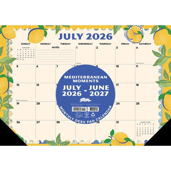 2026-2027 Willow Creek 17" x 12" Academic Monthly Desk Calendar, Mediterranean Moments (64689)