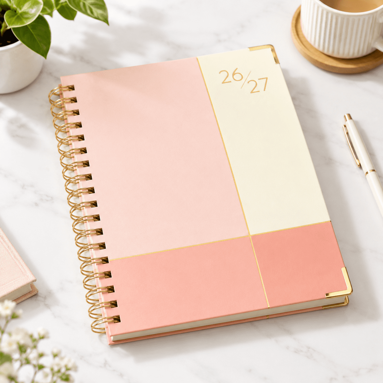 2026-2027 Work Planner - Pink, 12-Month Weekly Calendar with Vertical ...
