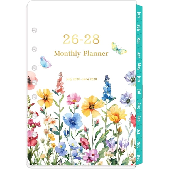 2026-2028 Monthly Planner Refill - 7-Hole Punched, A5 Planner Inserts, from Jul. 2026 - Jun. 2028, Planner Refills with 7-Hole Punched, 5-1/2" x 8-1/2", Two Pages Per Month,Monthly Tabs