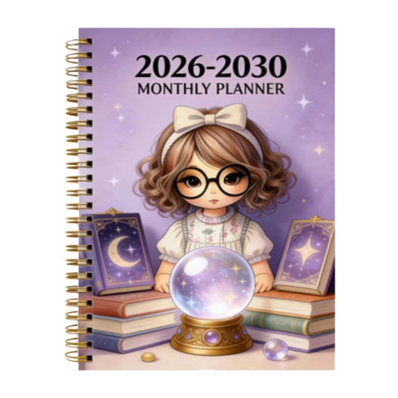 2026-2030 Monthly Planner, Five Year Calendar Organizer with Monthly Tabs, 142-Page Spiral Agenda, 5.5 x 8.3 Inch Reading-Themed Cover for Long-Term Planning