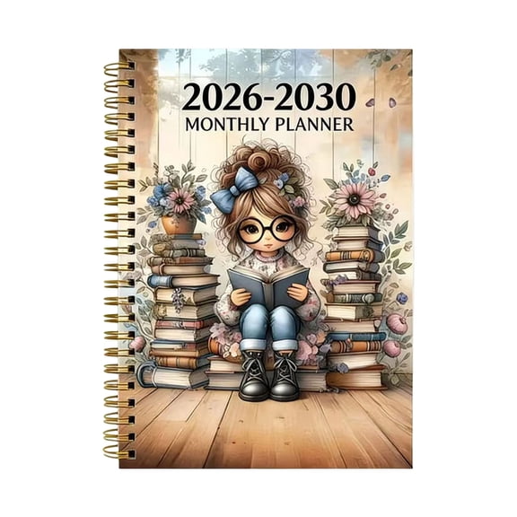 2026-2030 Monthly Planner,Spiral Bound Agenda for Women, 5 Year Calendar Planner with Monthly Tabs,Reading-Inspired Themed Cover, 60-Month Organizer for Scheduling & Goal Tracking
