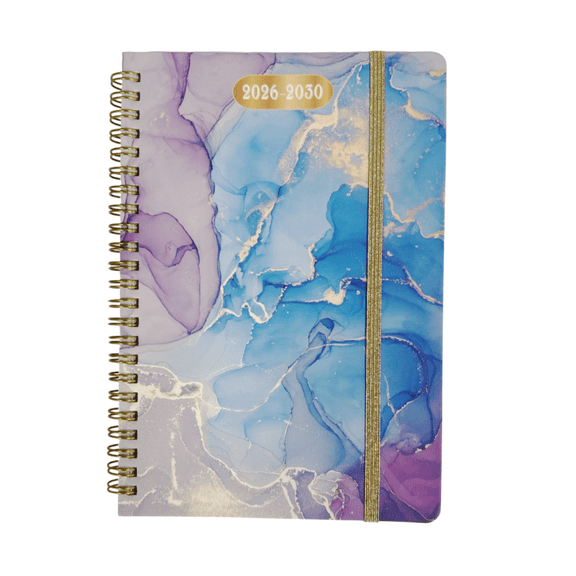 2026-2030 Premium Marble Cover Calendar Planner Notebook - Wire Bound Schedule Organizer & Notepad