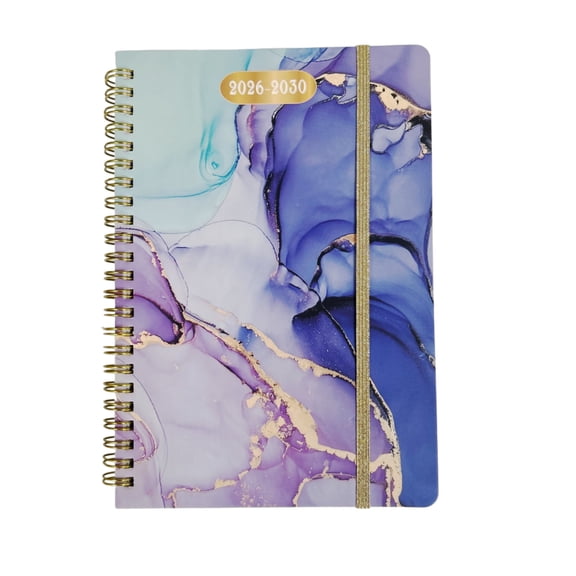 2026-2030 Premium Marble Cover Calendar Planner Notebook - Wire Bound Schedule Organizer & Notepad