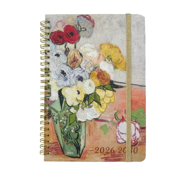 2026-2030 Van Gogh Art Cover Spiral Bound Planner & Notebook - Calendar Journal with Floral Design
