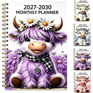 2026-2030 monthly planner- Cute highland cow 60 month notebook with monthly tabs, 5 year calendar planner spiral binding, portable calendar