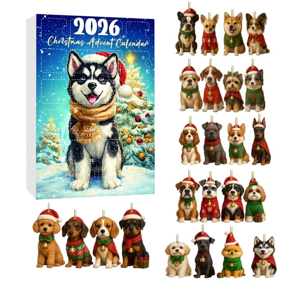 2026 24 Days Surprises Countdown Calendar With 24pcs Puppy Figures Statues Advent Calendars Animals Xmas Holiday Digital Stopwatch Kids Kids Timers Visual Clock Productivity Timer Watch Sand Timer