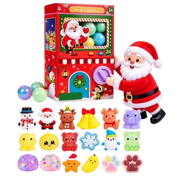 2026 24 Pcs Christmas Squishy Advent Calendar with Capsule Vending Machine 24 Surprise Eggs with Mystery Dumpling Squishy Inside, Interactive Advent Countdown, Christmas Gift for Kids