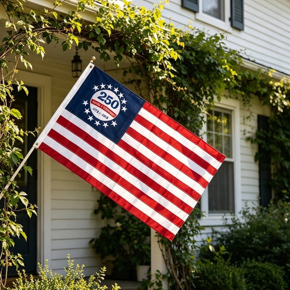 2026 250th Anniversary USA Flag Outdoor - Heavy Duty Embroidered Flag with 2 Brass Grommets, 1776 American Patriotic Flag D