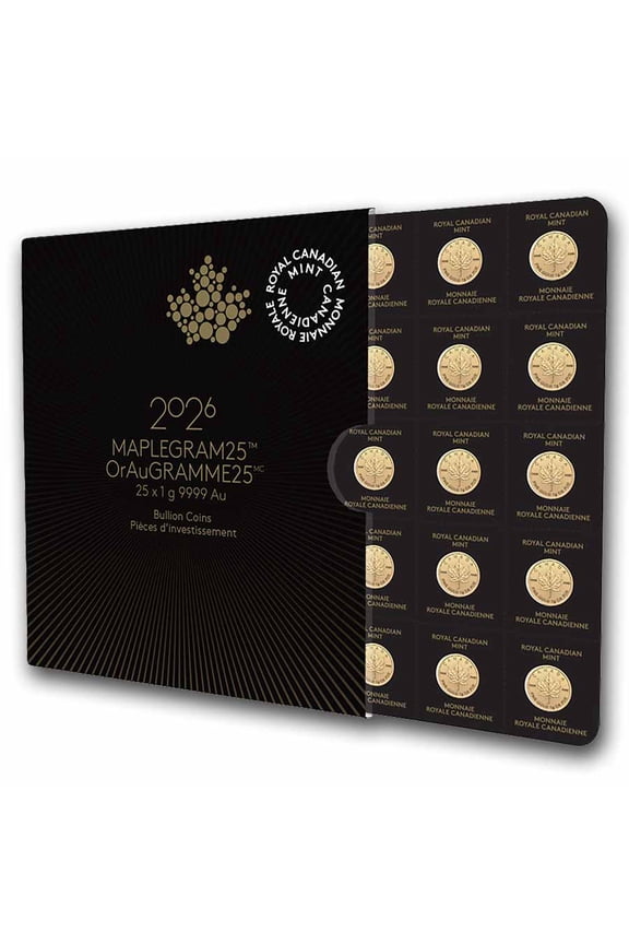 2026 25x 1 gram Gold Maple Leafs Maplegram25 (In Assay Sleeve)