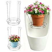 2026 2PCS Adjustable Planter Insert for Large Pots, 10 18  Pot Riser with Chains & Hooks, No Soil Pot Filler for Tall Planters, Stainless Steel Plant Stand for Indoor Outdoor Decor