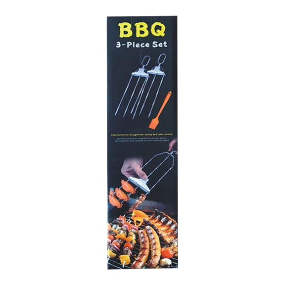 2026 3 Way Grill Skewers Kabob Sticks Stainless Steel With Push Slider Bar Reusable Metal Skewer For Meat Chicken Sausages Veggies Barbecue