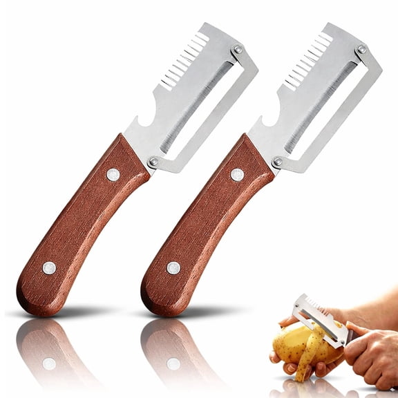 Sibebed 2026 3-in-1 Stainless Steel Peeler – Multi-Functional Vegetable & Fruit Peeler with Wooden Handle, for Peeling & Shredding