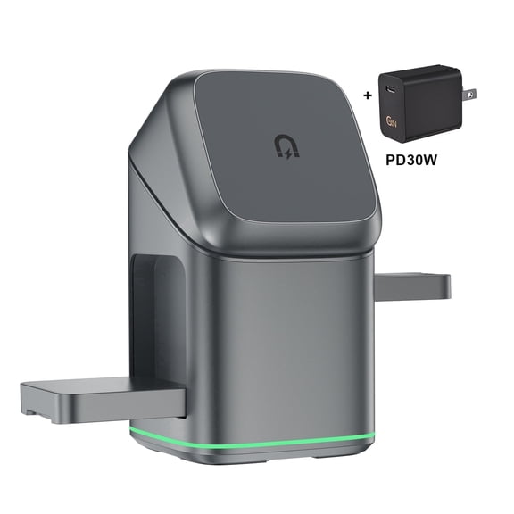 2026 3-in-1 Wireless Charger Touch Pop-up Station - Auto Rotation Magnetic Stand for Multi-Device Charging, Fast Charging Dock For iPhone 17 16 15 14 13 12 Apple Watch Airpod Charging
