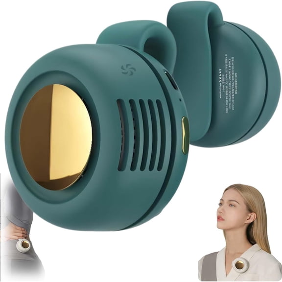 2026 360° Portable Silent Mini Bladeless Electric Clip On Fan, 3 Speeds Small Whirlwind Clips For Shirt Waist Neck Cooling Personal Fan, Hands-Free Neck Fans Hanging Clip Rechargeabl (green)