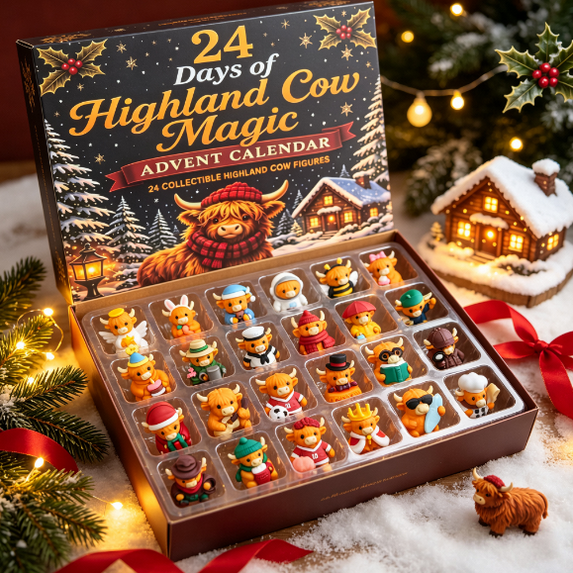 Mini Lullsr 2026 3D Highland Cow Advent Calendar, 24 Days Christmas Countdown ...