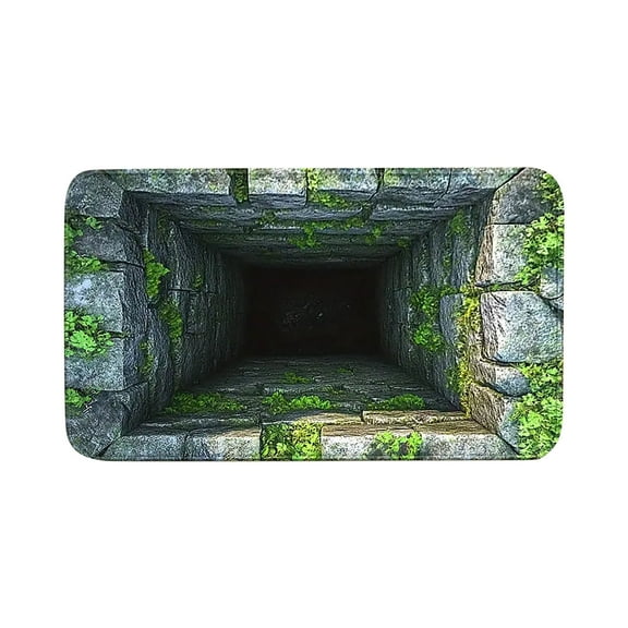 2026 3D Hole Rug, Stone Well Texture Design Area Rug, Washable Outdoor Rugs Anti-Slip Soft Extra Thick Carpet Entryway Indoor Door Mat for Living Room Bedroom Home
