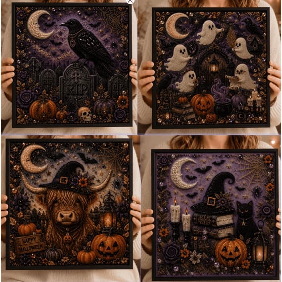 2026 3D Pearl Diamond Art Kit, Spooky Gothic Bead Craft Set, All-Inclusive Beginner Friendly Kit for Hobbyists and DIY Projects (Highland Cow)