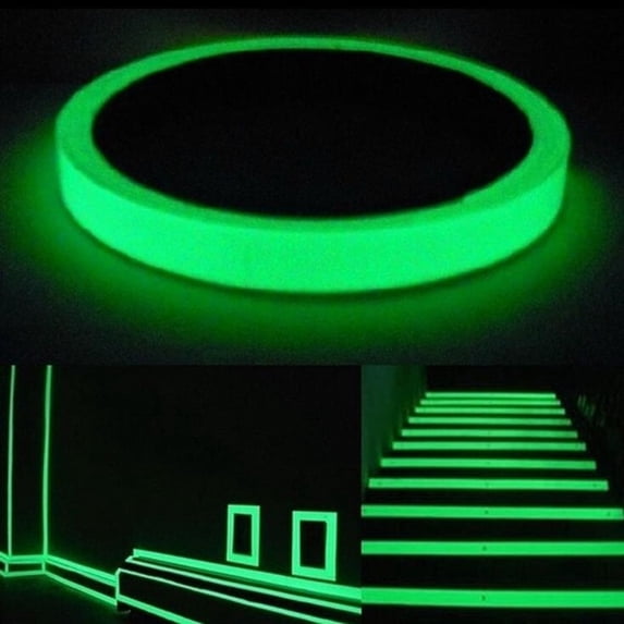 2026 3m x 1cm White Glow Tape – Vinyl Luminous Warning Strip for Home, Stage & Emergency Exit, Glows Green (Vinyl)