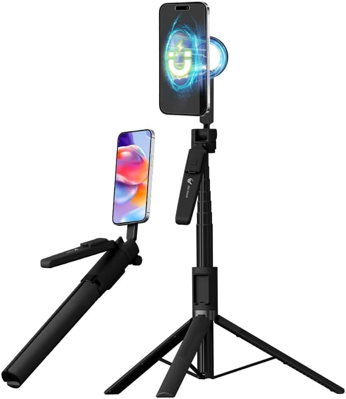 2026 4-in-1 Magnetic Selfie Stick with 360° Rotating Tripod and Wireless Remote for iPhone & Android—Portable for Travel, Carry on Selfie (Magnetic)