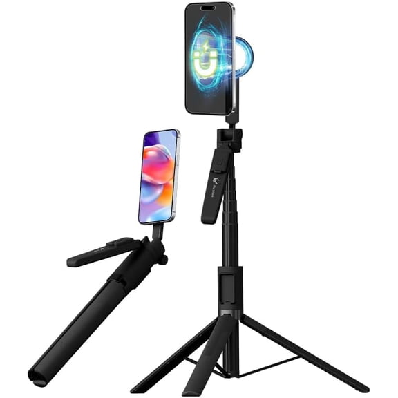 2026 4-in-1 Magnetic Selfie Stick with 360 Rotating Tripod and Wireless Remote for iPhone & AndroidPortable for Travel, Carry on Selfie (Magnetic)