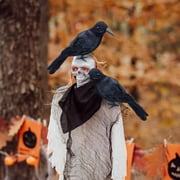 2026 4Pcs Realistic Feathered Black Crows   Handmade Halloween Indoor Outdoor Decor, Spooky Raven Bird Decoration