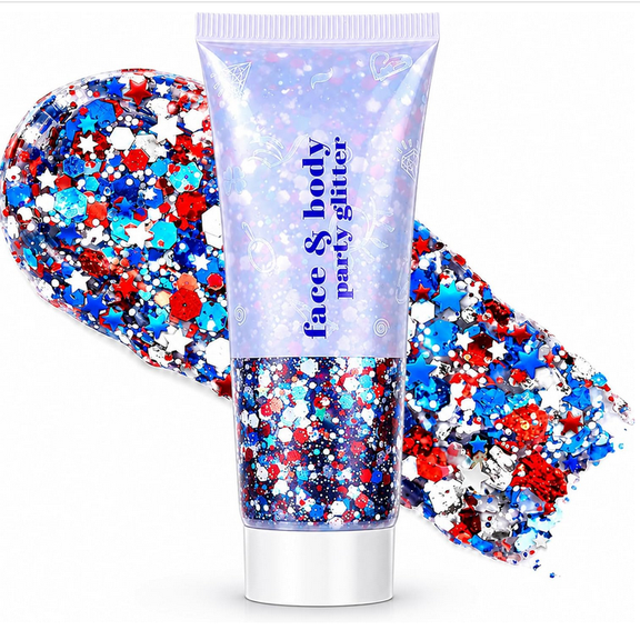 2026 4th of July Glitter Stick, 4th of July Holiday Accessories, Fourth of July Matching Ornaments, Red White and Blue Sparkling Decor for Independence Day Events A