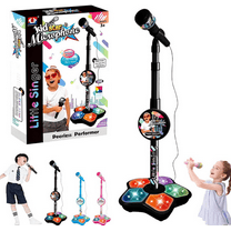 2026 5-in-1 All-in-One Microphone – Adjustable Stand, Bluetooth, LED Lights & Echo, Fun Karaoke Device for Teens’ Singing & Music Sessions Black