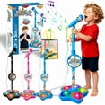 thumbnail image 1 of 2026 5-in-1 All-in-One Microphone – Adjustable Stand, Bluetooth, LED Lights & Echo, Fun Karaoke Device for Teens’ Singing & Music Sessions Blue, 1 of 7
