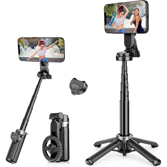 2026 5-in-1 Magnetic Selfie Stick with Remote for Cell Phone 360 Rotation - Transforms into Mini Tripod/Camera Grip/Handheld Stabilizer/Phone Stand.Extend to 16 inches