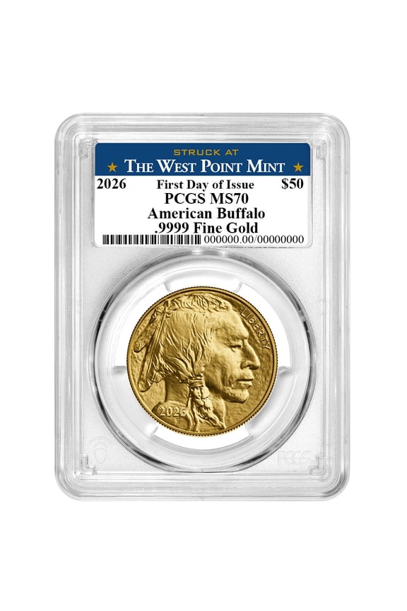 2026 $50 1-oz American Gold Buffalo PCGS MS70 FDOI West Point Label