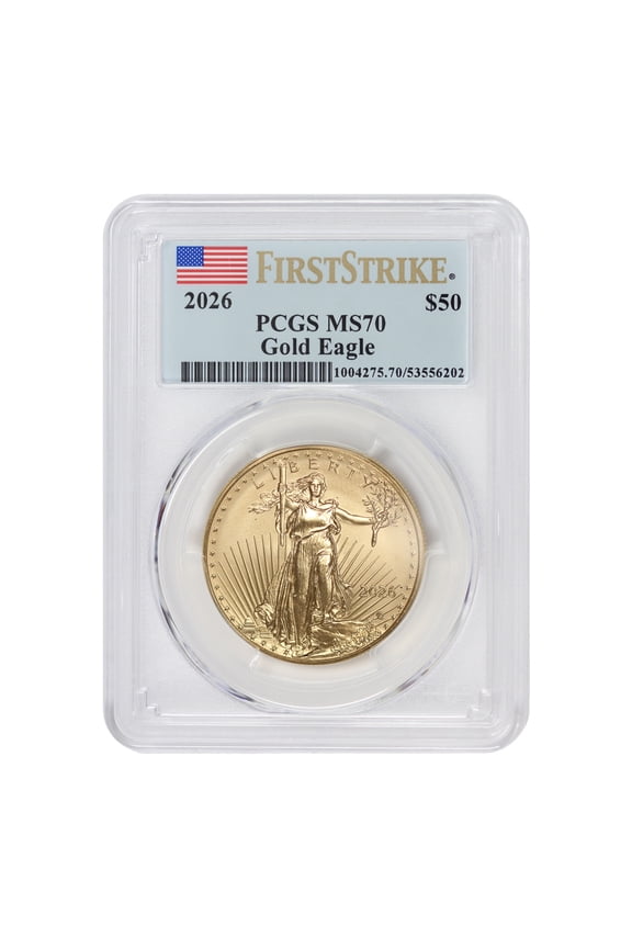 2026 $50 Gold Eagle PCGS MS70 First Strike Flag Label U.S. Mint Coin