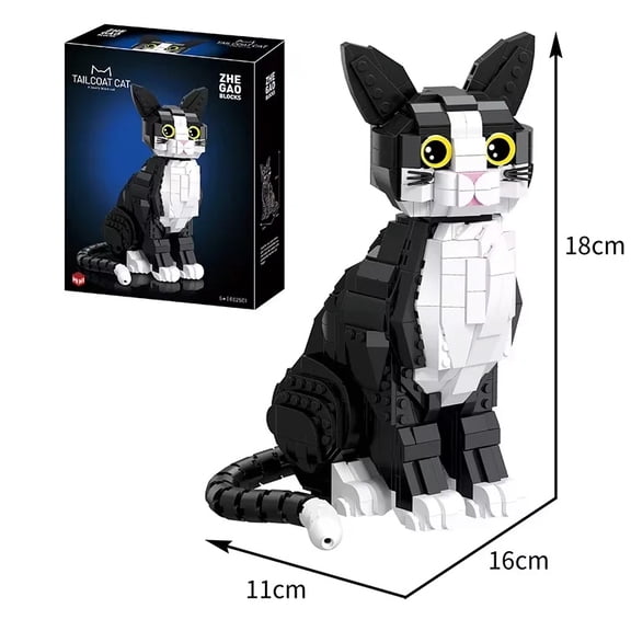 2026 801PCS Animal Model Tuxedo Cat Building Blocks Cute Cartoon Kitty Assemble Bricks Educational Toys Gift For Adult Teenagers