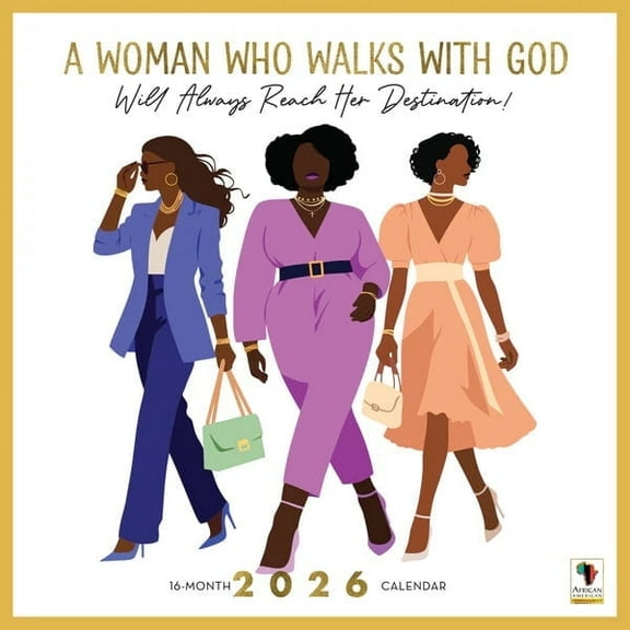 African American Expressions 2026 Wall Calendars - Monthly Calendars Celebrating Black Culture & History - 12x12 Hanging Calendar - 16 Months (Woman With God)