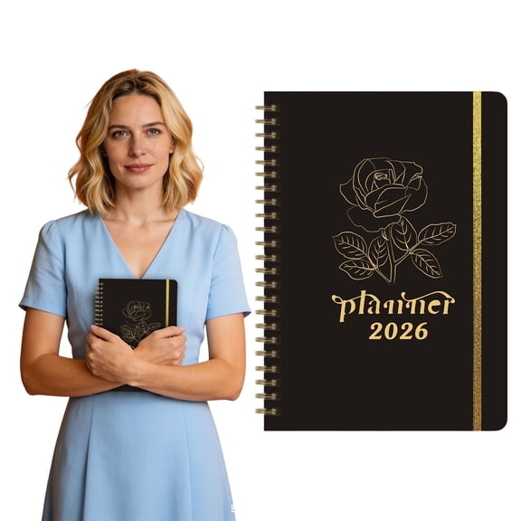 2026 A5 Leather Bound Weekly & Monthly Planner – English Study & Work Diary, Deluxe Hardcover Schedule System