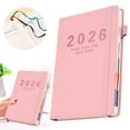 thumbnail image 1 of 2026 A5 Planner Notebook, Annual Calendar Notebook, Compact Hardcover Diary with Elastic Band, Agenda Appointment Book, Secure Binding Journal for Daily, Weekly & Monthly Planning, Pink, 1 of 7