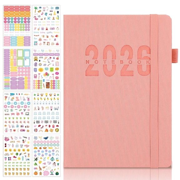 LAPTOM MAX 2026 Weekly Planner Calendar, A5 Purse Calendar Notebook with Schedule Display Stickers for Time Management,Pink
