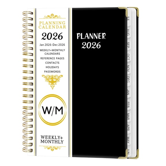 2026 A5 Weekly & Monthly Planner with Dividers & Inner Pocket – Coil-Bound Organizer for Students & Professionals