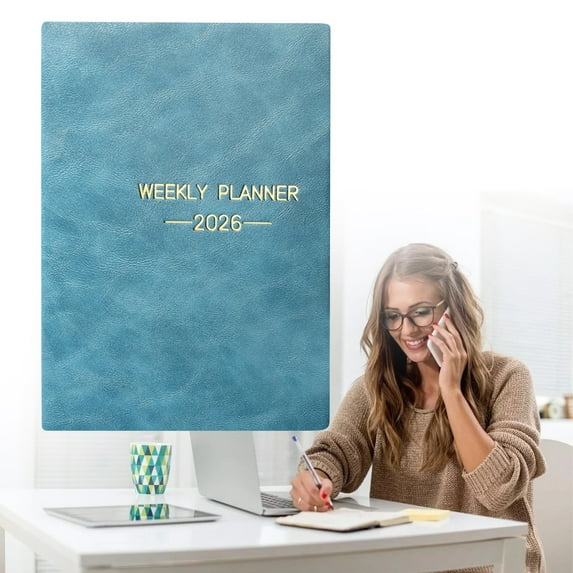 2026 A5 Weekly Planner Notebook - Daily Plan Organizer with Travel Diary Function, School Office Home Stationery, Easy to Write, 14.5x20.6cm (Light Blue,5.71x8.11in)