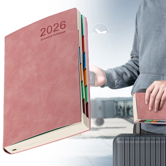 2026 A5 Weekly Planner With PU Leather Cover And Monthly Layout, Habit Tracker Organizer For Work And Personal Life, 21x15cm, Pink
