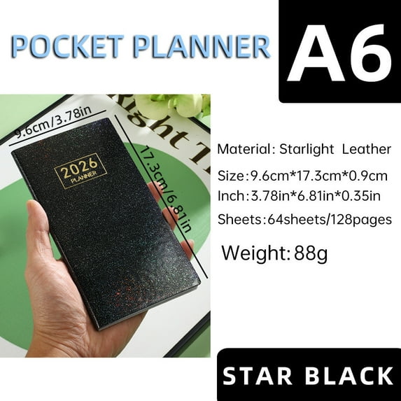 2026 A6 Mini Daily Planner Notebook, Portable Organizer for Schedule, Travel Journal, and Memo Notes