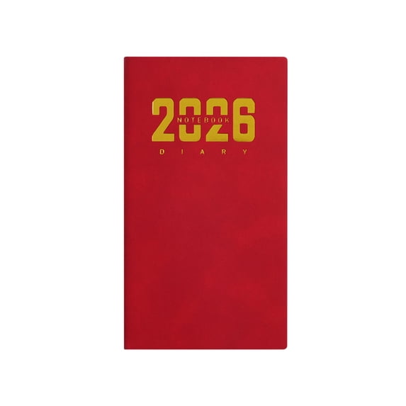2026 A6 Pocket Daily Planner Notebook, Portable 365-Day Diary With Foil-Stamped Cover For Daily Weekly Scheduling Academic Student Teacher Schedule Journal for School, Office, Work,Red