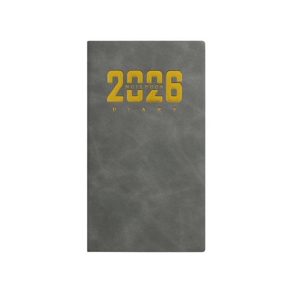 2026 A6 Pocket Daily Planner Notebook, Portable 365-Day Diary With Foil-Stamped Cover For Daily Weekly Scheduling Academic Student Teacher Schedule Journal for School, Office, Work,Gray