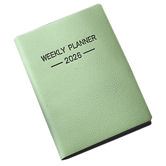 2026 A7 Mini Avocado Green English Planner – Compact & Durable, Scratch-Resistant Stain-Proof Notebook for School, Office, Home, Cute for Daily Use