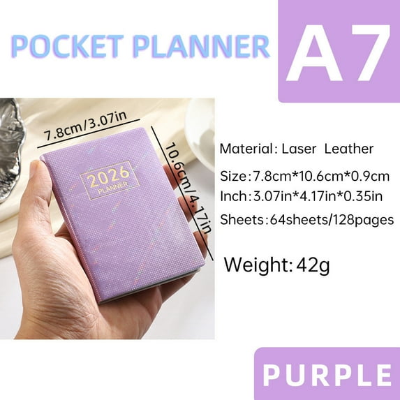 2026 A7 Mini Daily Planner with Calendar for Travel Journal and Office Organization - 1 Count