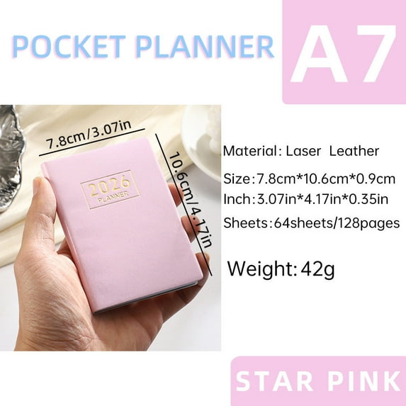 2026 A7 Mini Daily Planner with Calendar for Travel Journal and Office Organization - 1 Count