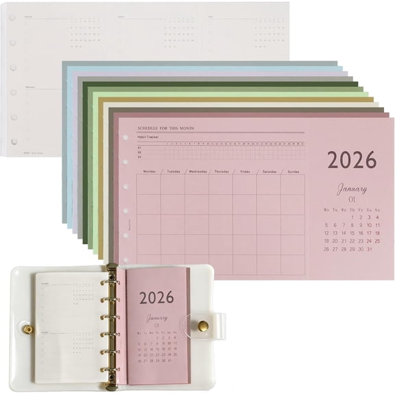 2026 A7 Tri-Fold Monthly Kit, Foldable 5x3.1 in, Colorful Monthly a7 Binder Inserts Jan-Dec 2026 with Goals, To-Do Lists, Notes, for Planning Organization