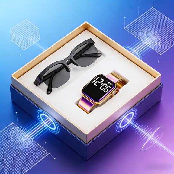 2026 AI Smart Translation Wireless Glasses Set - Free Fashion Watch, 3D Visual Effect, HD Call/Music, Lightweight