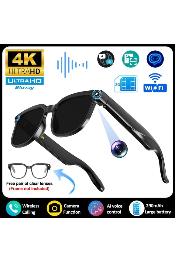 2026 AI Smart Voice Glasses: AI Assistant, 4K Video, Real-Time Translation, Wireless Calls, Polarized Sunglasses, Long Battery Life for Sports