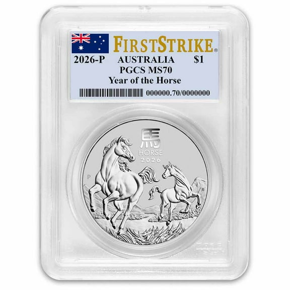 2026 AUS 1 oz Silver Lunar Horse MS-70 PCGS (FS, Flag Label)